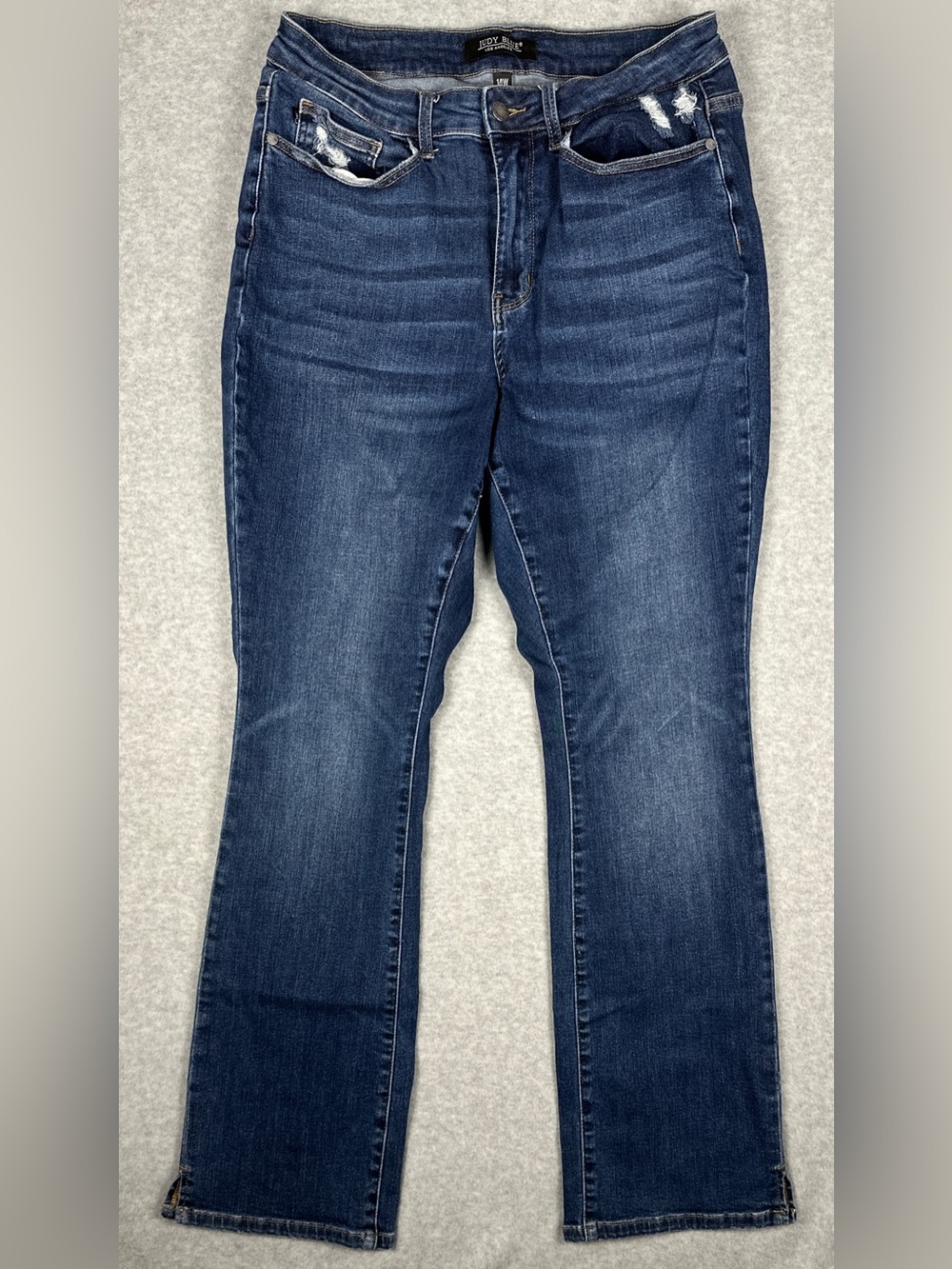 Judy Blue Jeans Womens 14W Bootcut Distressed Stretch Denim Dark Wash